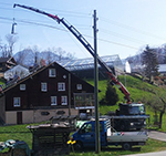 A Fassi crane in the canton of Obwalden Switzerland